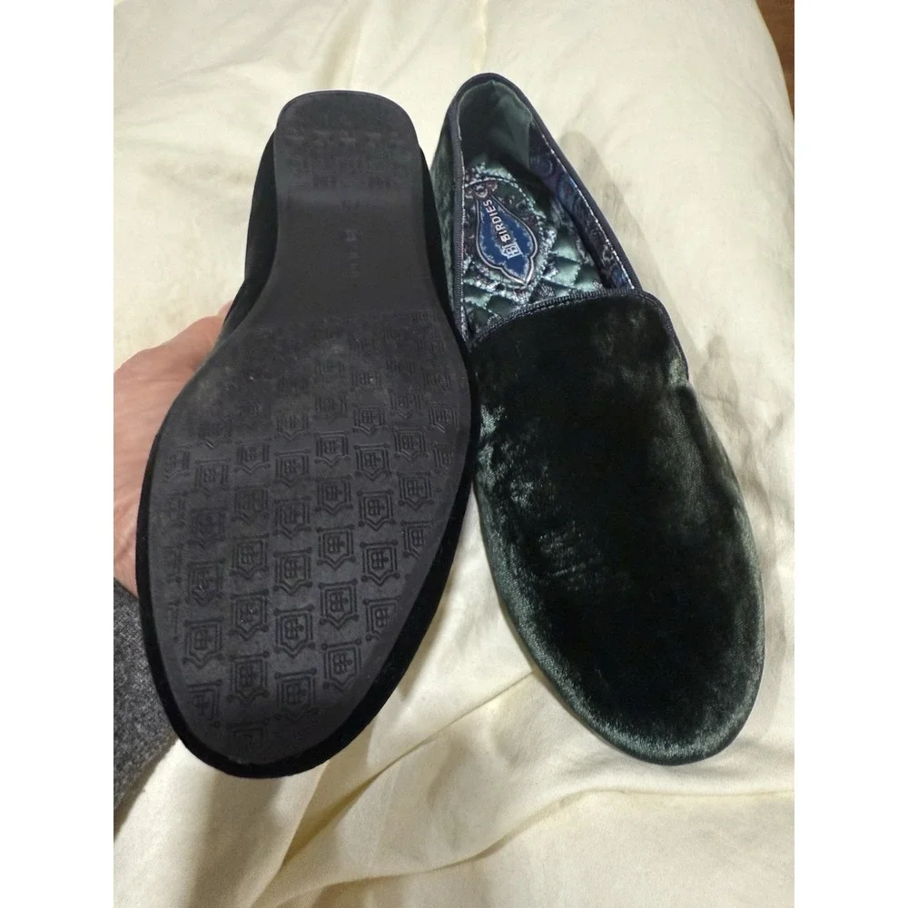 Birdies starling Green velvet  flats slip on loafer Size 7.5